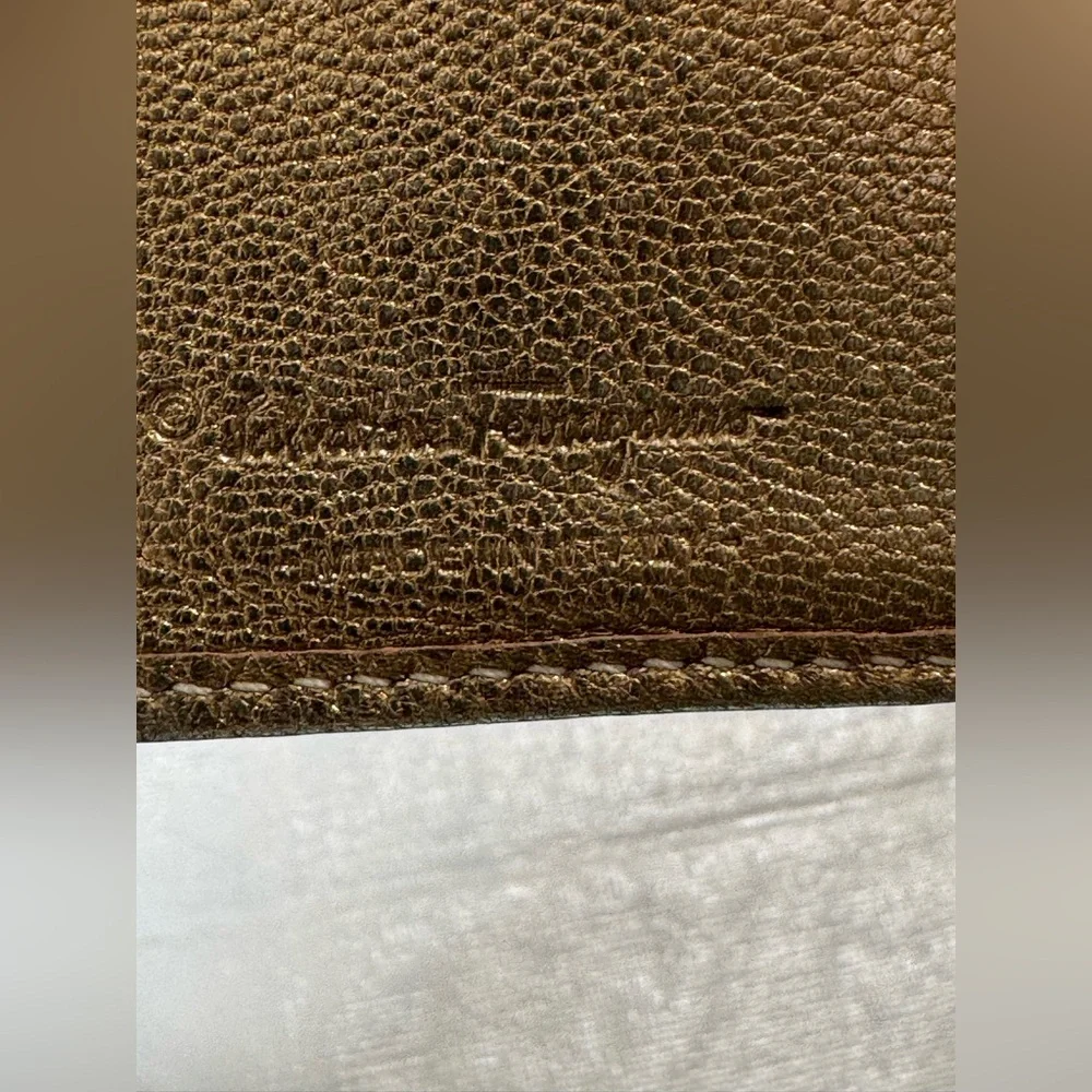 Salvatore Ferragamo Metallic Gold Leather Compact Wallet